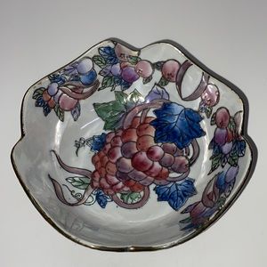 Decorative Bowl Gold Rim Grapes